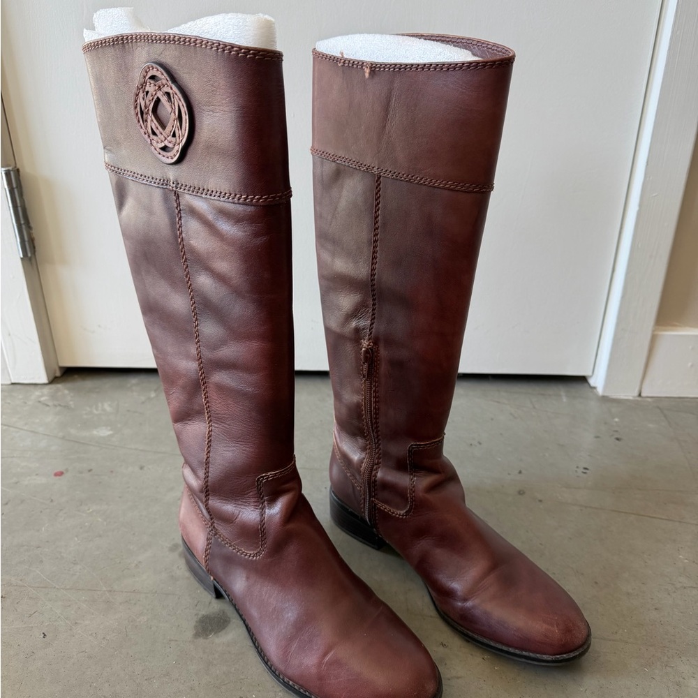 Antonio Melani Brown Leather Riding Boots - Size 9